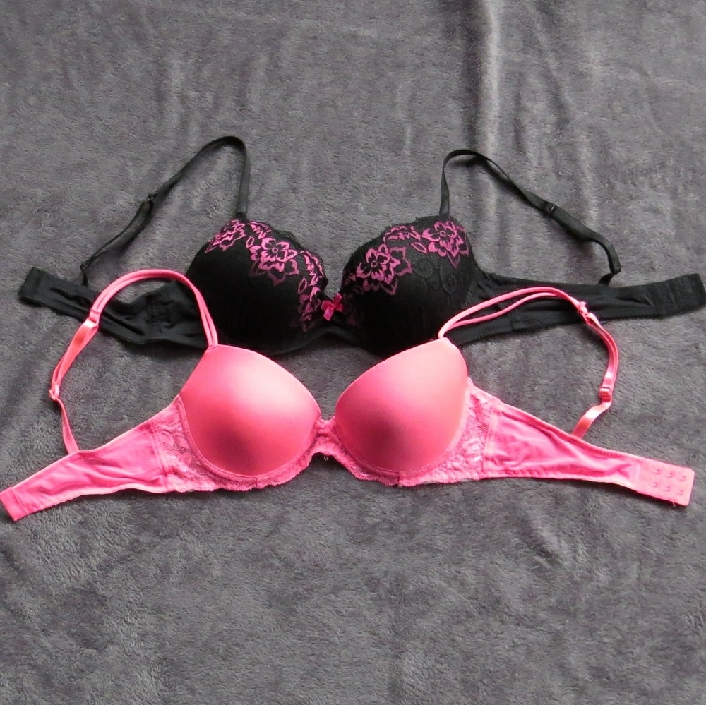 Two 34B Bras - Pink/Black